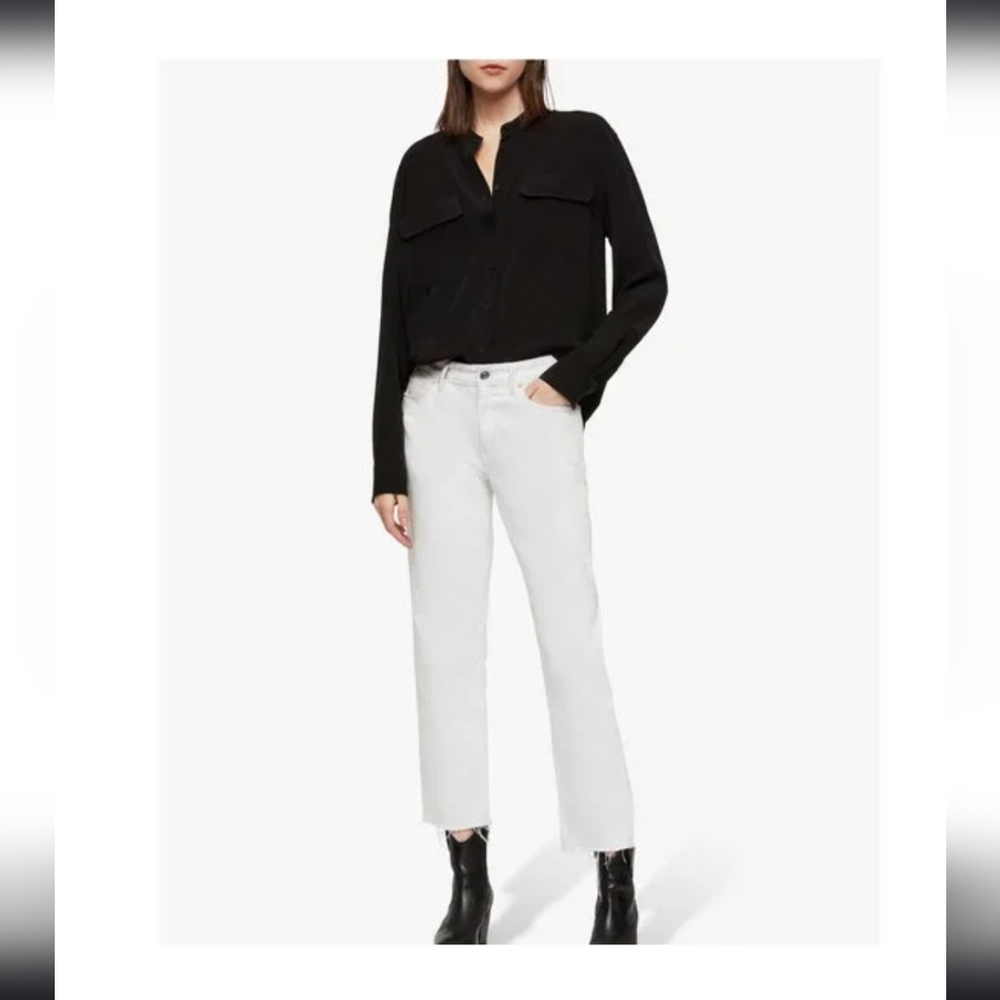 Allsaints Collarless Lexi Crepe Shirt - image 1